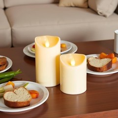 Led Flameless Candles Outdoor Indoor Battery Operated Flickering Ivory-3 Pack