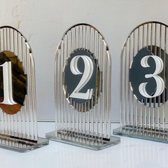 Wedding Arch Table Numbers Acrylic 3D Gold Mirror Table Signs Party Event Decor