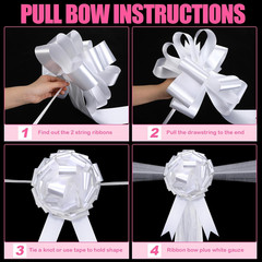 30 Set Large Wedding Pew Bows Wedding Aisle Decorations with 47″ Fabric Tulle Ch