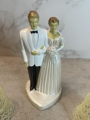 Vtg 1940s 1950s Wedding Cake Topper Lot