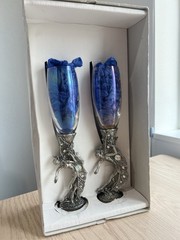 Pewter Heart Kissing Fairies – Champagne Flutes