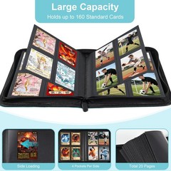 Byster 4 Pocket Card Binder Premium Pu Trading Card Binder Zipper 160 Capacity