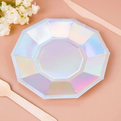 25 Iridescent 7″ Salad Paper Plates Party Disposable Wedding Tableware