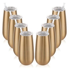 Pack Insulated Champagne Tumblers, Stemless Champagne Tumbler 6 Oz, 8 Gold