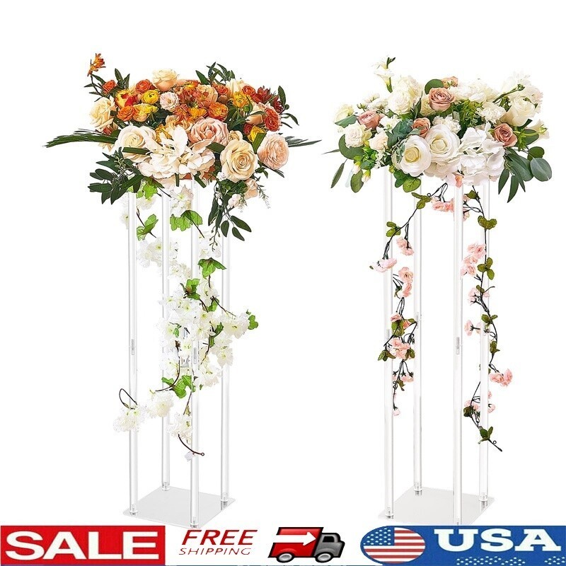 Acrylic Wedding Flower Stand Tall Display 2 Count Easy Assembly Sturdy Decor New