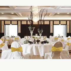 Set of 30 Chair Sashes Bows Gold Sequin Bands for Wedding Party Banquet Receptio
