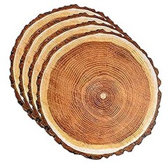 Disposable Wooden Slice Paper Place Mats 50 Pack 13.5″ Round Rustic Brown
