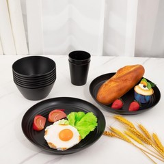 Liyh Love In Your Heart Liyh 48 Pcs Black Wheat Straw Plates And Bowls