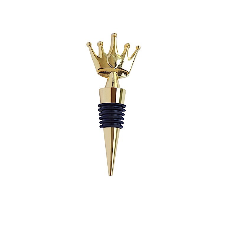 4″ Gold Crown Metal Wine Bottle Stopper Clear Gift Box Wedding Favor Party Event