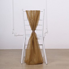 5 Gold Premium Chiffon Wide CHAIR SASHES Wedding Party Reception Decorations
