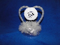 New 25TH Wedding Anniversary Cake topper with silver flowers and a heart #5