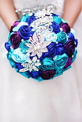 Bride Holding Flowers, Romantic Wedding Colorful Rose Bride ‘S Bouquet,Purple Pi