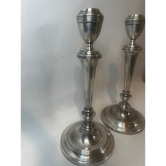 Vintage Silverplate Taper Candle Holder Pair 2- Tall 11″ Colonial Wedding Decor