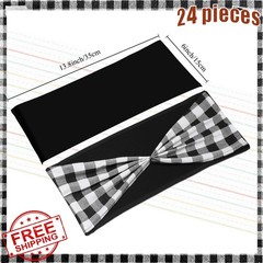 Newwiee chair sashes black white checkered spandex 24pc