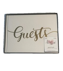 NEW! Studio His & Hers White Guest Book Gold Letters 8X5.75in 50page