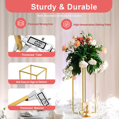 10Pcs 23.6» Tall Gold Metal Flower Stand for Wedding Table Centerpieces Decor