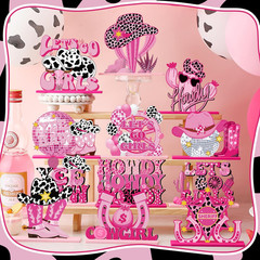 12 Pcs Cowgirl Western Table Decor Pink Wooden Centerpieces Bachelorette