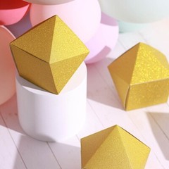 GOLD 25 Glittered 4″ Geometric Favor Boxes Wedding Party Events Decorations