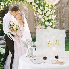 Acrylic Wedding Card Box with String Light, Frosted Gift Card Box for Wedding…