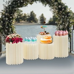 5Pcs Foldable Paper Column Display Stands, Round Cylinder Wedding Flower Stands