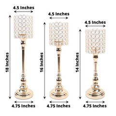 3 GOLD Metal Goblet Acrylic Beads Votive CANDLE HOLDERS Centerpieces Party Event