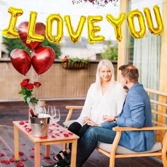I Love You Balloons 16 inches, 10 18 Shiny Gold, Vibrant Red