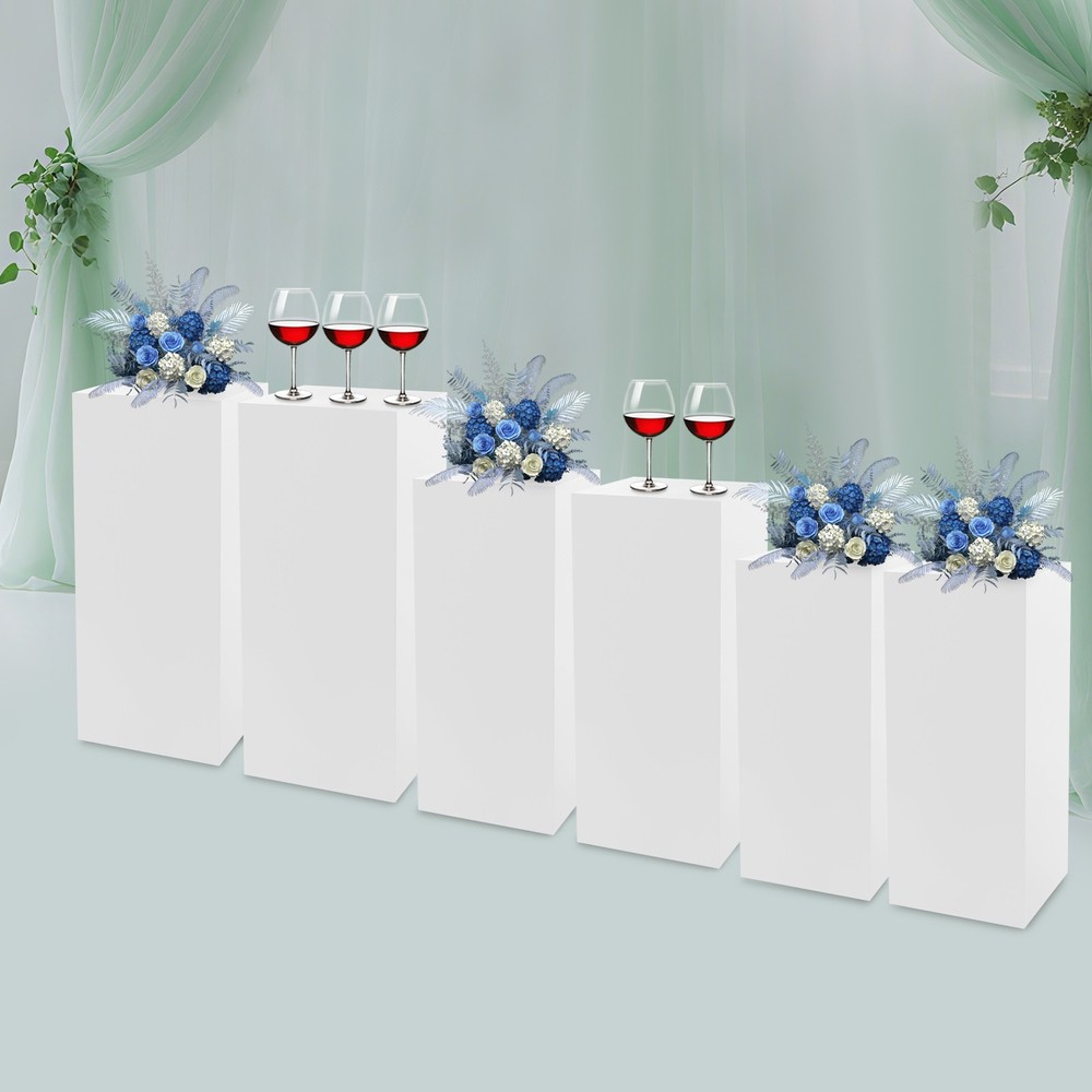 Display Pedestal Stands Set of 6 Freestanding Cuboid Display Plinths, 3 Sizes US