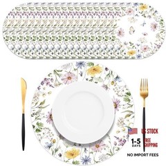 50PCS Floral Paper Placemats – Disposable Table Mats – Pastel Daisy & Butterfly