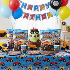 50 Pieces Monster Truck Party Favor Bags Racing Car Candy Goody Treat Plastic
