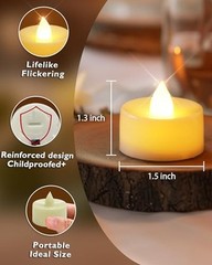 12pcs Flameless LED Tea Lights with Remote 10Key, Warm White Glow, Ivory Base