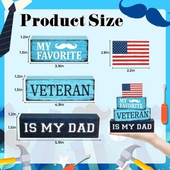 4 Pcs Dad Veteran Wooden Tiered Tray Decor, Father Day Decorations Gifts Blue