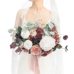 Ling’s Moment Pink Wedding Bouquets for Bride, Dusty Rose and Mauve Bridal Bo…