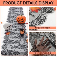12 Pcs Black Lace Table Runners 14 x 120 Inch Rustic Wedding Table Runner
