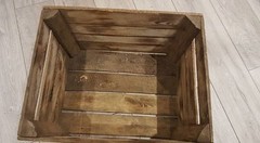 6 x BURNT TOURCHED WOOD VINTAGE WOODEN APPLE FRUIT CRATE RUSTIC OLD BUSHEL BOX