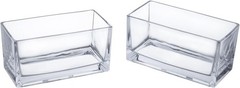 Two Clear Glass Decorative Rectangle Block Vase, Center Piece, Planter 7.5″