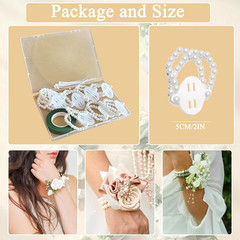 Corsage Wristlet Band 8Pcs Wrist Corsage Bracelets,Pearl Stretch Elastic Wristle