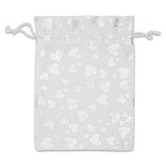 12-Pack 8×10 Reusable Cotton Canvas Muslin Gift Hearts (Silver) Large (12-Pack)