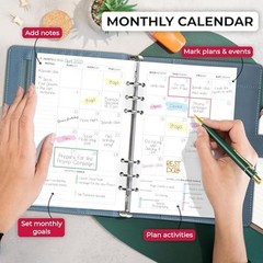 Weekly Planner Binder – Goal Setting Planner for Medium (7″ x 9″) Windy Blue