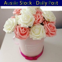 Artificial Flowers with Stems Foam Rose Fake Bride Bouquet Wedding 7cm 20pcs