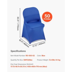 Uimoso 50PCS Blue Stretch Spandex Chair Covers for Weddings, Parties, and Dining