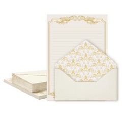XXINMOH 90 Piece Stationery Set – 60 Vintage-Style Paper Sheets Letter, Gold