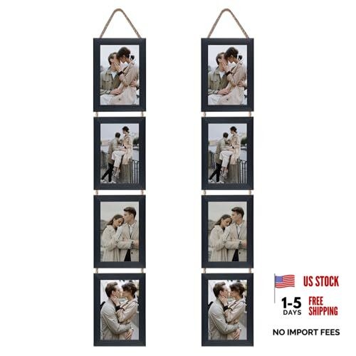4×6 Collage Picture Frames for Wall Mount Set of 2, 8 4×6-Vertical Black