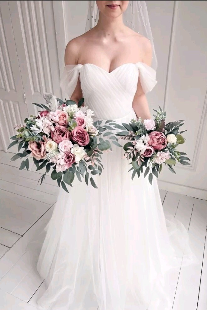 2 Dusty Rose Bouquets Wedding