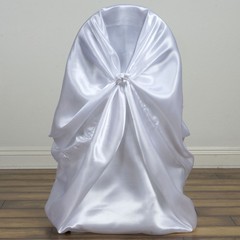 10 WHITE SATIN UNIVERSAL CHAIR COVERS for Wedding Reception Party Decorations