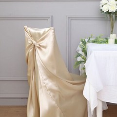 6 Beige SATIN UNIVERSAL CHAIR COVER for Wedding Banquet Reception Decorations