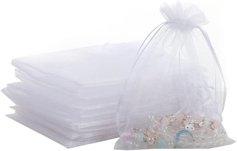 100PCS White Organza Gift Bags – 4×6 inch, Sheer Organza Wedding Favor Bags with