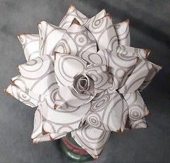 Handmade Paper Flower on stem (Gray Pattern No.4) for Wedding, St. Valentine’s