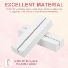 8Pcs, Wood Place Card Holders for Food Signs White