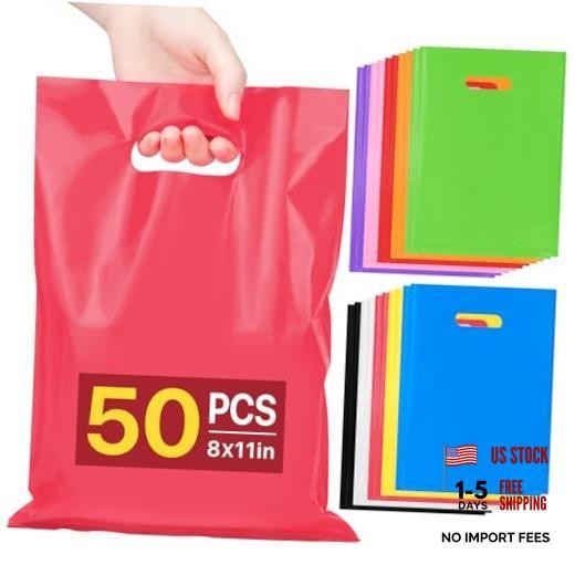 50 PCS Party Favor Gift Bags 8″x11″, Goodie 1 Count (Pack of 50) Multicolor