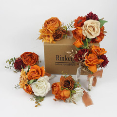 6Pcs Burnt Orange Flower Centerpieces for Weddings & Home Decor